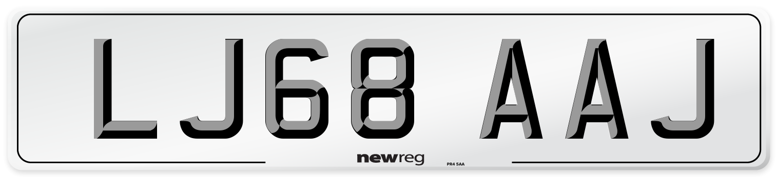 LJ68 AAJ Number Plate from New Reg